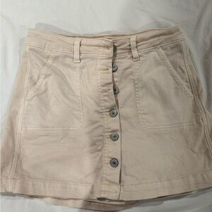 Beige Button-Front Women's Skirt